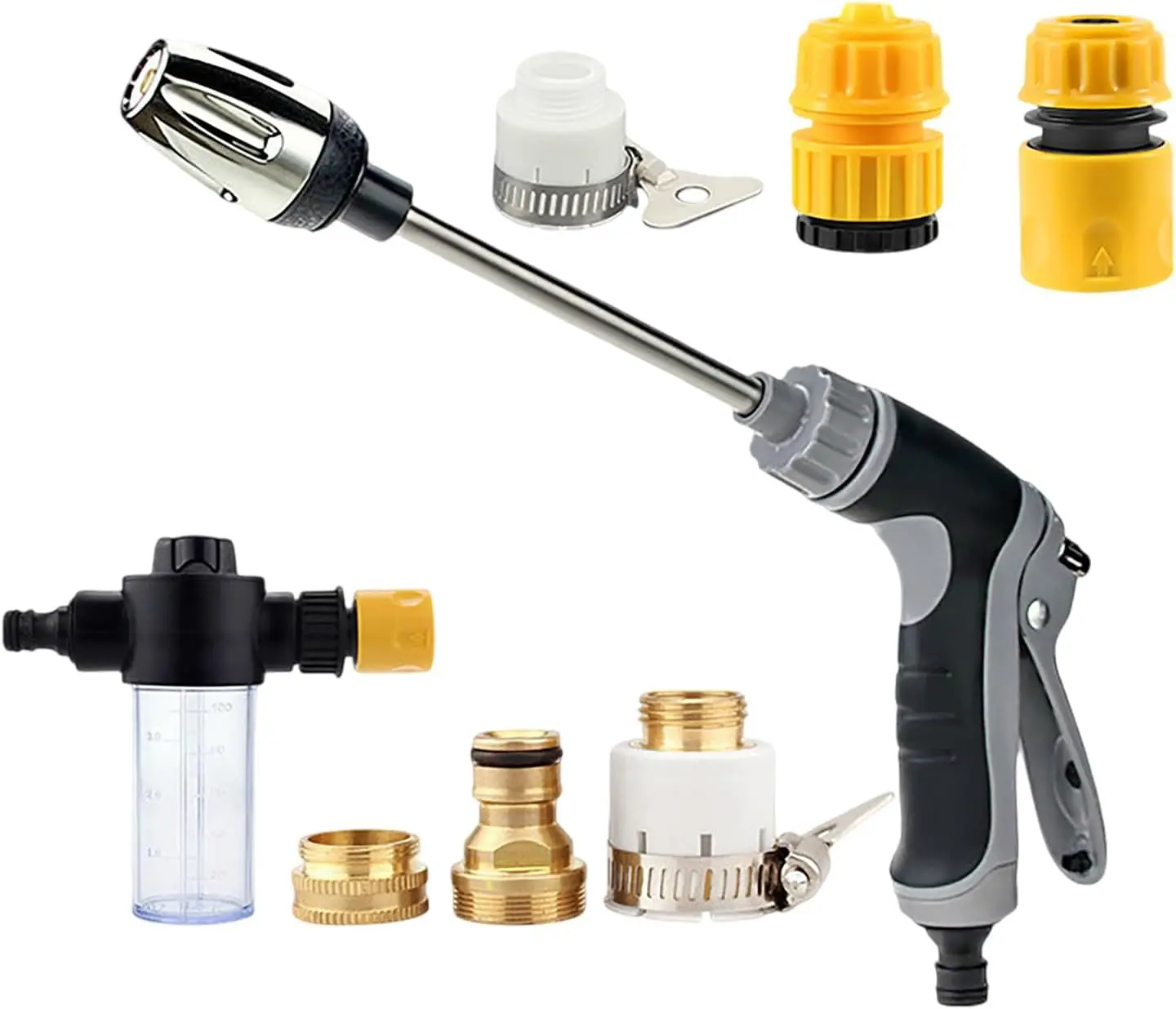 1 Set High-Pressure Car Wash Foam Gun With Spray Bottle, Adjustable Spray Nozzle for Car Cleaning, Watering Garden Shower Patio