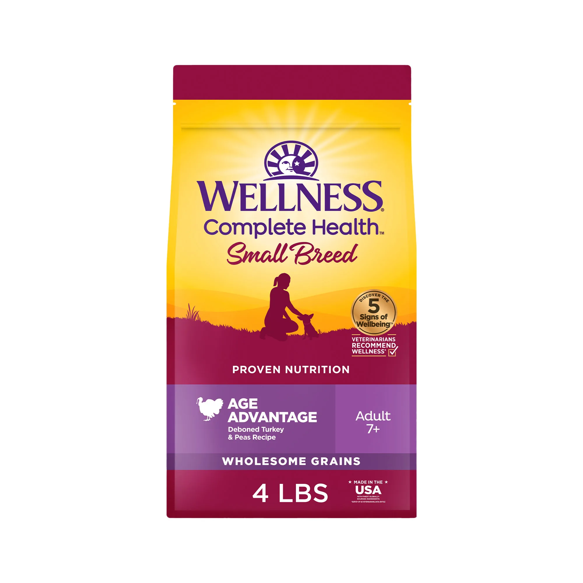 Complete Health Senior Dry Dog Food, Small Breed, Wholesome Grains, Natural, Age Advantage Turkey & Peas Recipe, (4-Pound Bag)