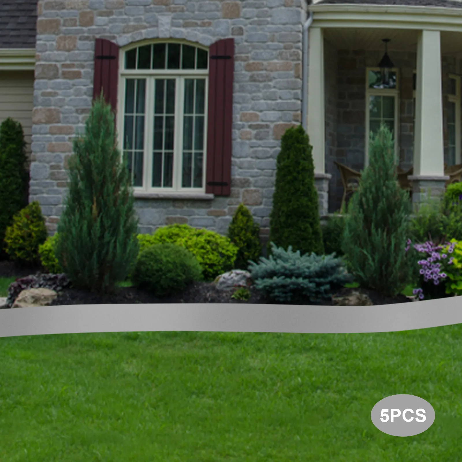 5 عبوات من حواف العشب الفولاذية المجلفنة مقاس 39 بوصة - حدود رمادية عالية مقاس 5 بوصات |   لا حاجة للحفر، درع الطقس