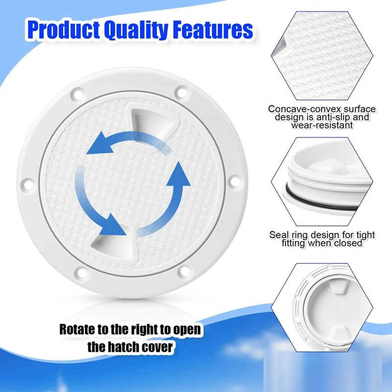 3Pack Boat Hatch White Circular Non Slip Inspection Hatch Boat Detachable Deck Hatch Cover 4Inch With Screw Boat Replacement