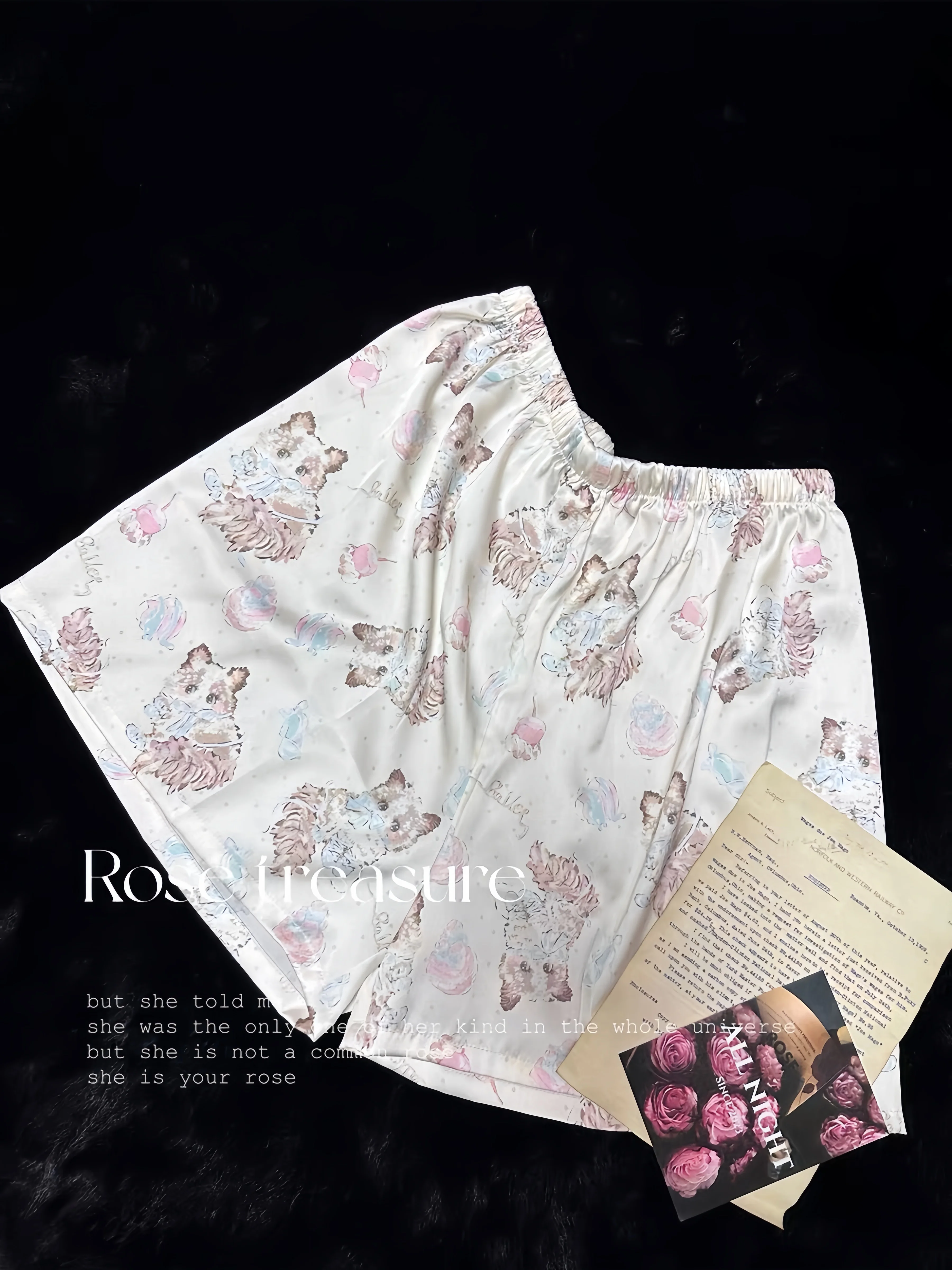 Japanese Girl Ins Ice Silk Short-sleeved Pajamas Set Women's New Summer Cute Cat Casual Loose and Comfortable Loungewear