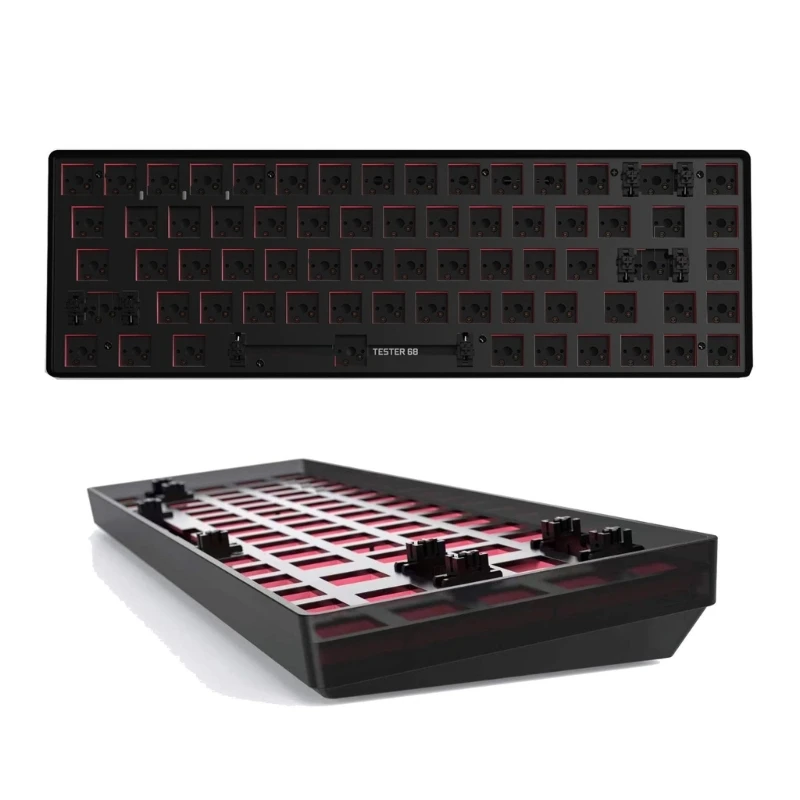 65% RGB Modular DIY Mechanical Keyboard, 68 Keys Hot Swappable 3pin/5pin Switch, Programmable 2 Mode Bluetooth 5.0/2.4G