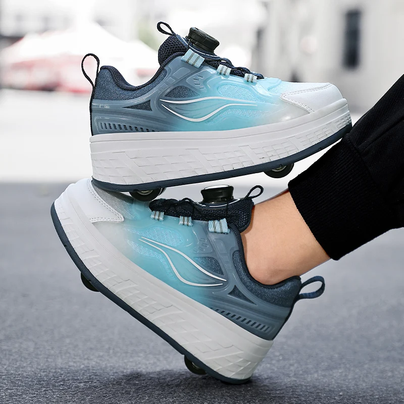 كعب شتوي وخريفي للأطفال: حذاء دوار دافئ جديد غير مرئي بأربعة عجلات قابل للسحب (للأولاد والبنات) #5