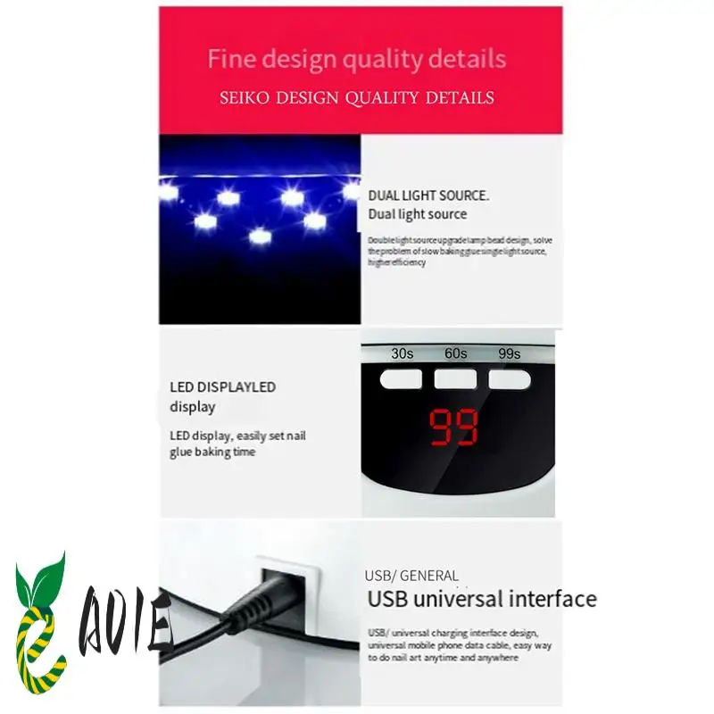 

Сушилка для ногтей Светодиодная лампа для ногтей УФ-лампа для отверждения всех гель-лаков для ногтей Портативная лампа для сушки ногтей с шнуром USB Розовая Простая в использовании