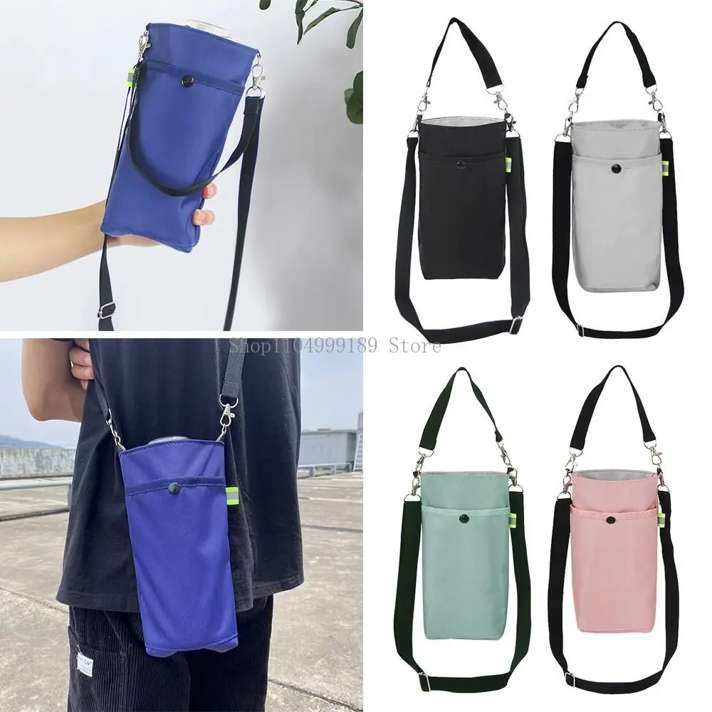 

Water Bottle Cover Bag Pouch With Strap Canvas Water Pouch Holder Shoulder Strap Black Bottle Carrier Insulat Bag