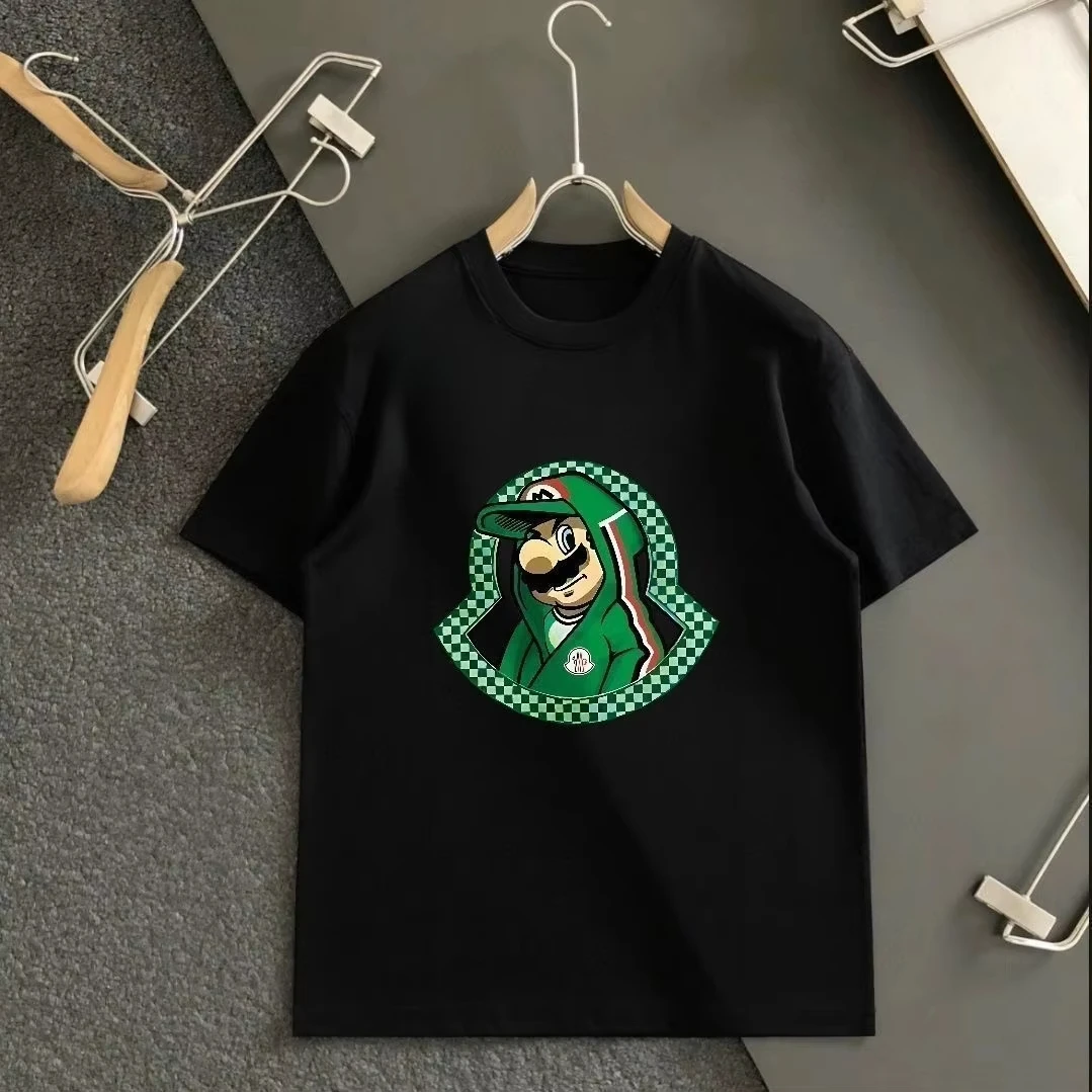 Лето 2025 г., хит продаж, модная высококачественная брендовая дизайнерская футболка с принтом из чистого хлопка, высококачественная мужская футболка Harajuku