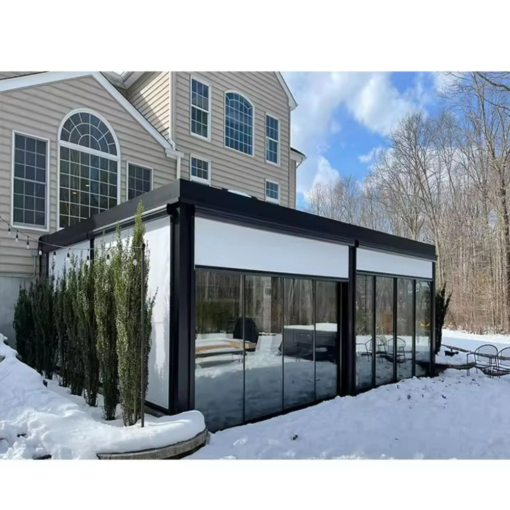 

3mx4m Waterproof Aluminum Pergola Gazebo with Adjustable Louvre Roof