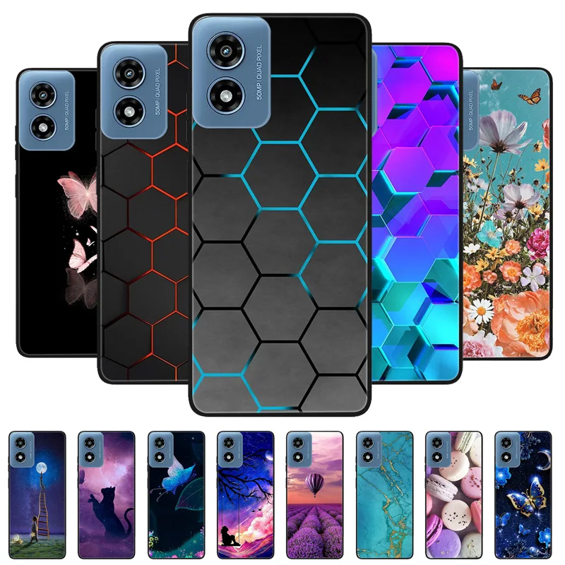 For Motorola Moto G04 Case G 04 Cool Painted Silicone TPU Soft Cover for Moto G04 Cases MotoG04 Black Protective Phone Shells