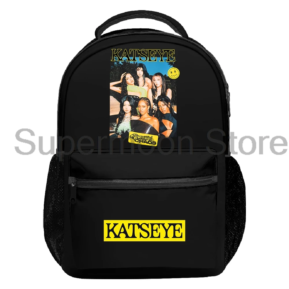 Katseye Beautiful Chaos Graphic Backpack Men Women Rucksack Casual Travel Bag Unisex Outdoor Daypack 4
