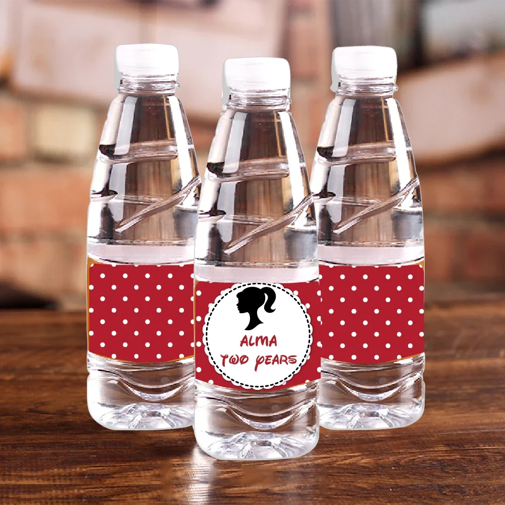 Personalised Red Polka Dot Princess Water Bottle Labels Candy Wrapper Logo Stickers Baby Shower Birthday Party Decor Supplies image 4