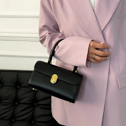 Luxury Style Retro High-end Real Leather Buckle Box Bag Ladies Designer Crossbody Small Square Bag New White Women's Bag 2023