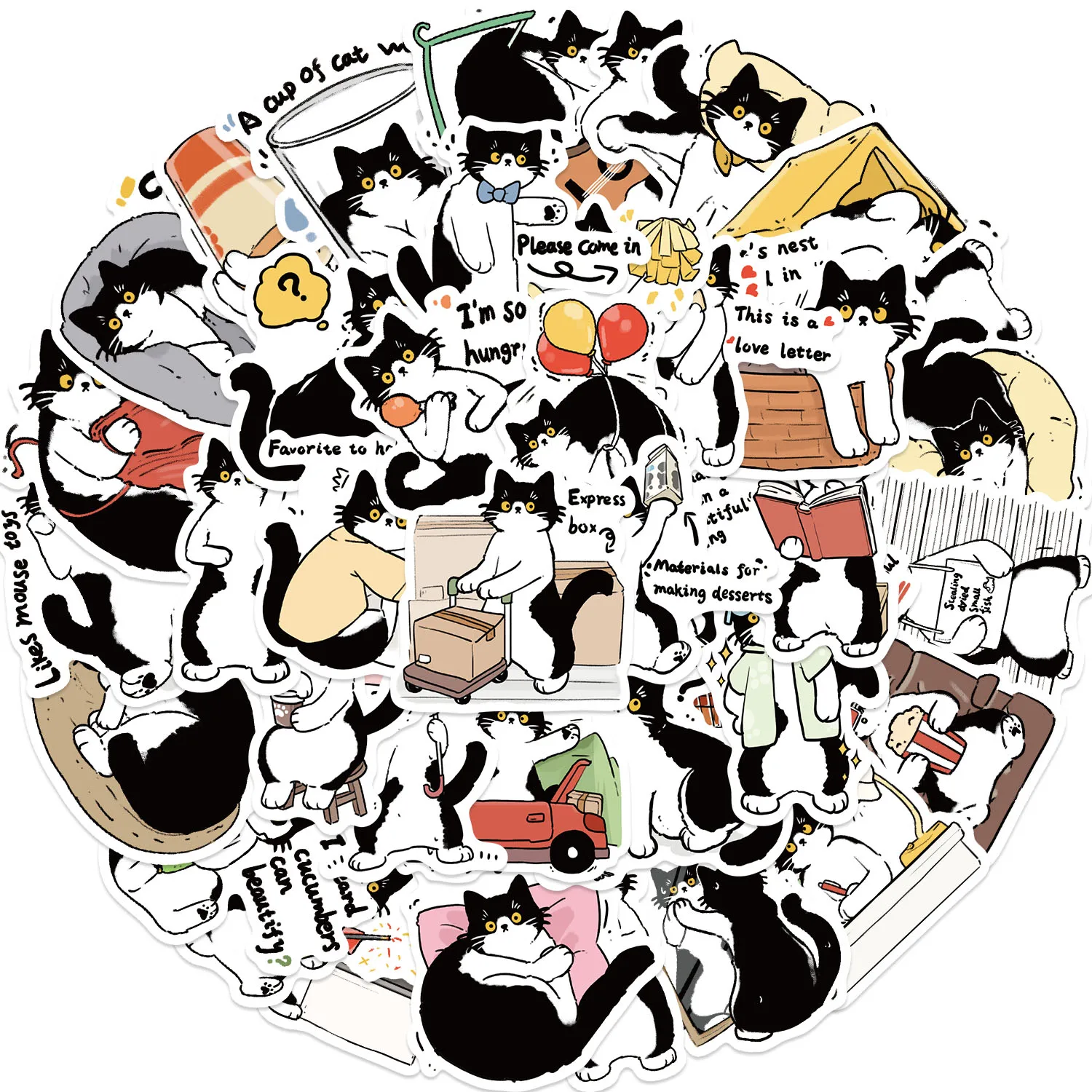 50pcs Cow Cat Stickers suitablefor Notebook computer Luggage  Refrigerator skate boards phone cases sticker