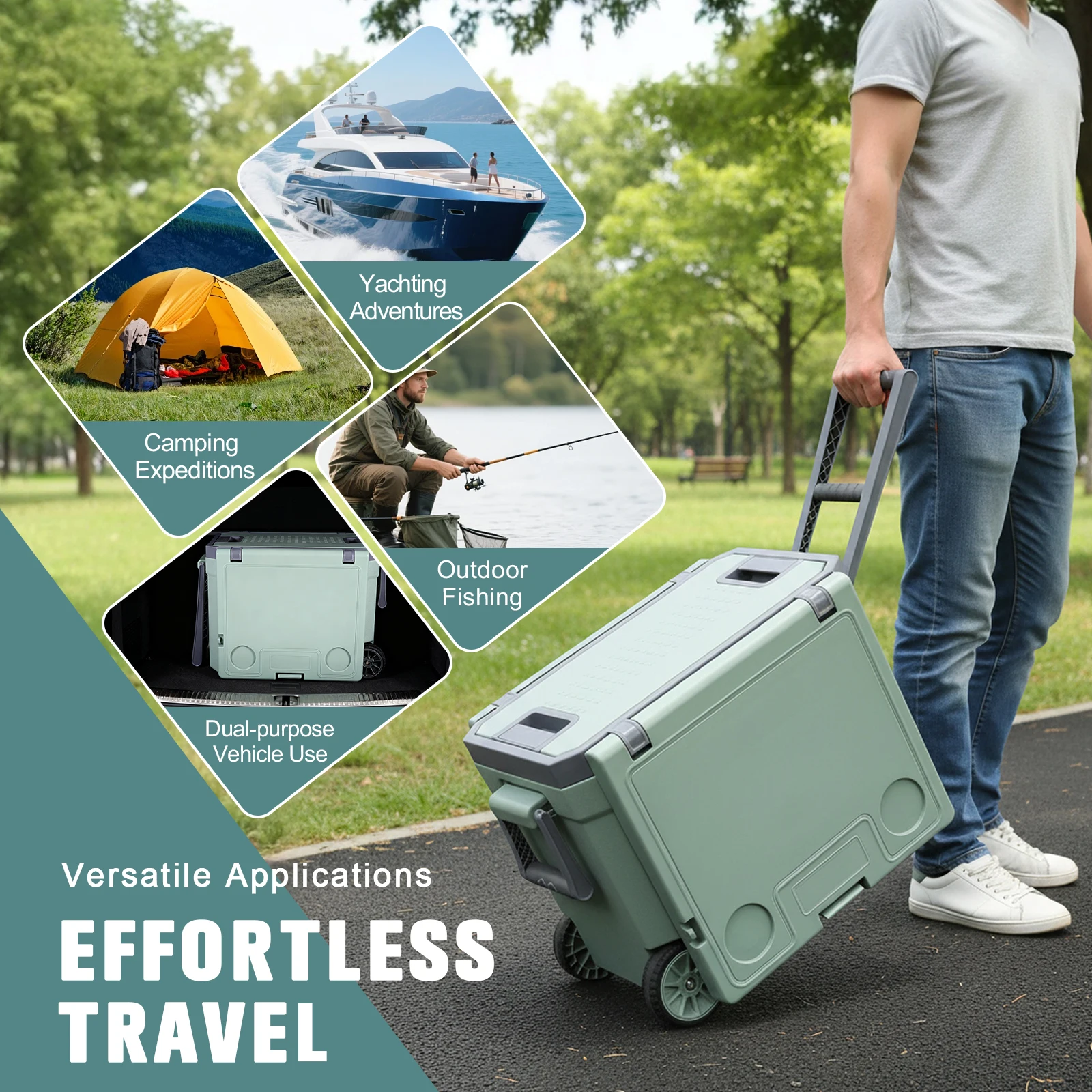 

Изолированный портативный переносной холодильник на колесах, сохраняющий лед до 24 часов, герметичный, для дома и путешествий.