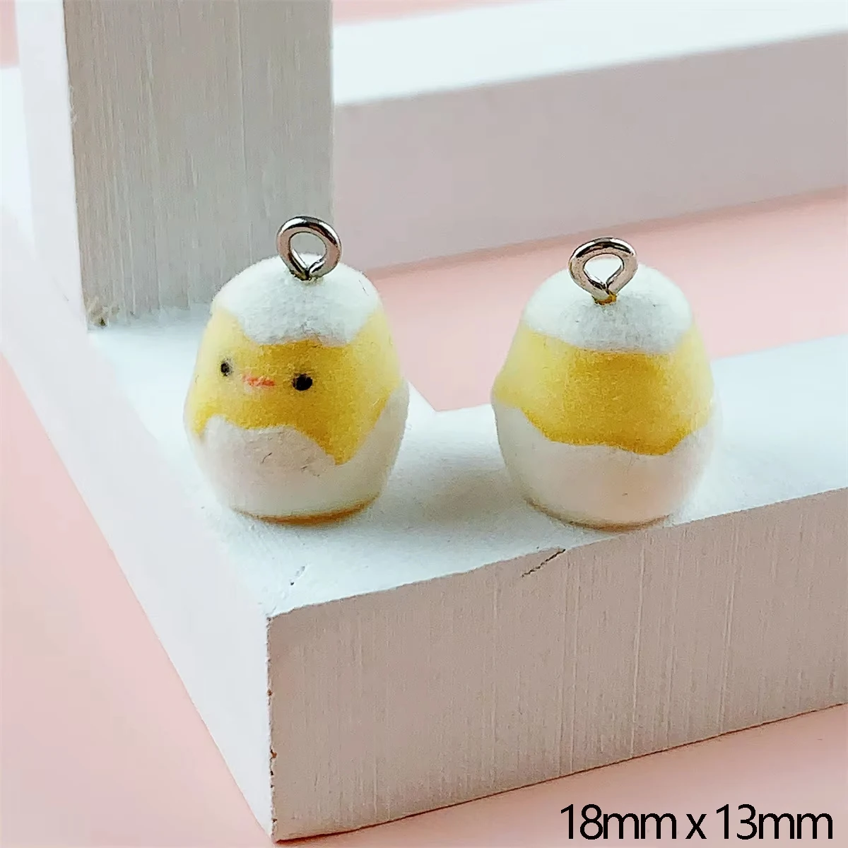 30PCS 3D Resin Flocking Eggshell Chicken Charms Dolls Pendants for Necklace Earrings Making DIY Jewelry Accessories Wholesale