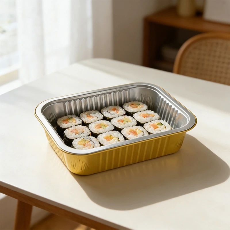 

Heavy Duty Gold Aluminum Foil Pans 750ml with Lids 10pcs Pack Disposable Baking Trays Leakproof Food Containers