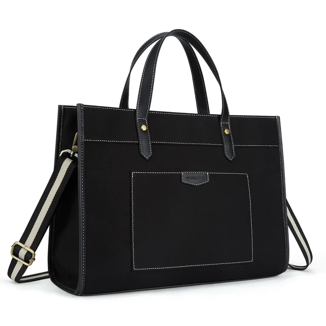Missnine Women Briefcase Tote Bag Travel Office College Canvas Handbag 15.6 inch Laptop Bags For College Casual Work Business