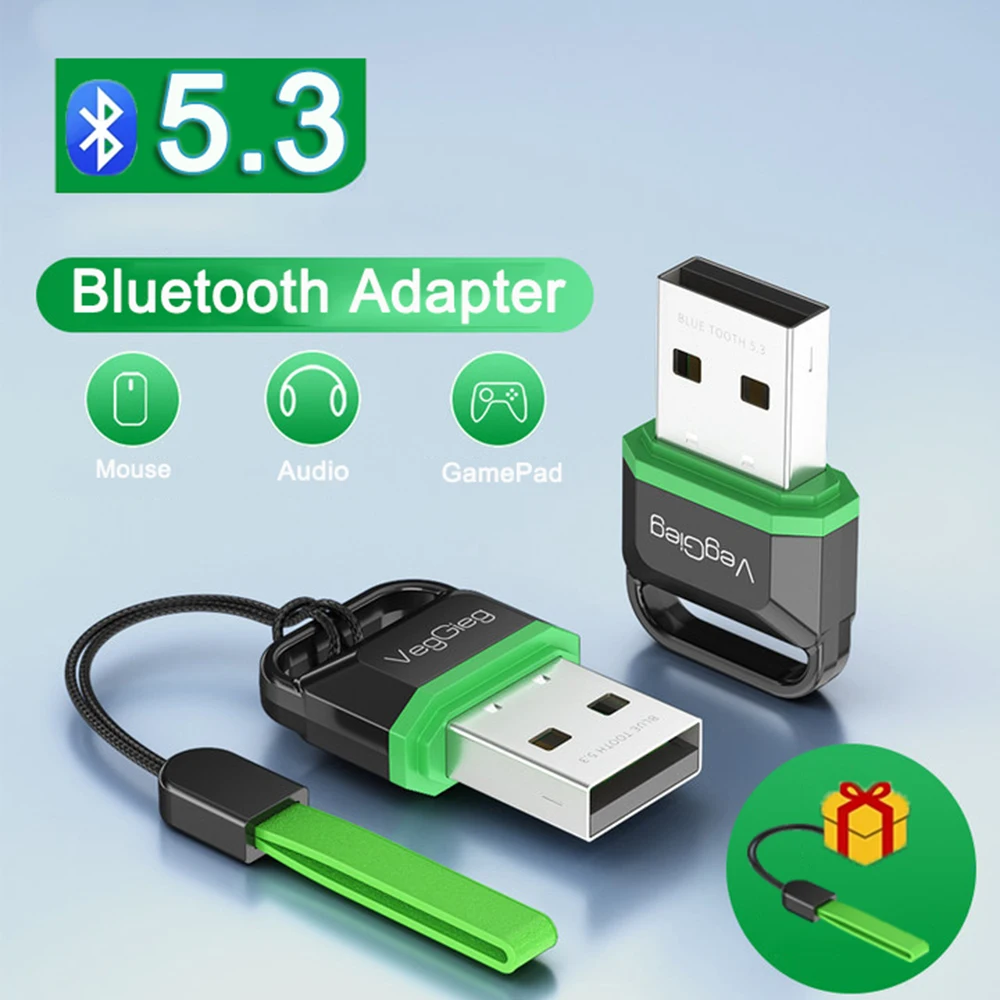 

FDBRO Bluetooth Dongle Adaptador USB Bluetooth 5.3 Adapter for Wireless Mouse Keyboard Music Audio Receive Laptop Bluetooth 5.1