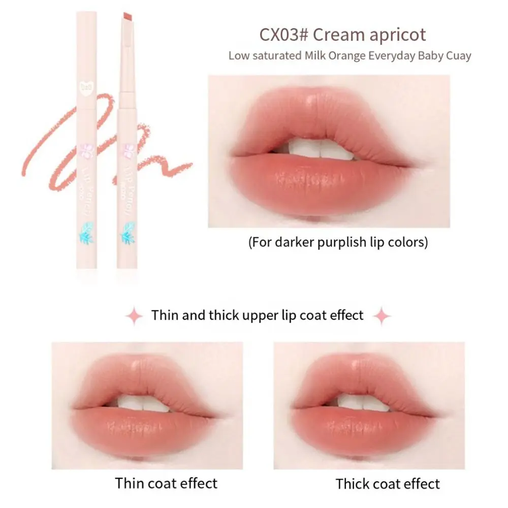 Sweet 3 Colors Matte Lip Liner Waterproof Non-stick Cup Lipstick Pen Velvet Lipliner Long Lasting Nude Pink Lip Tint Beauty