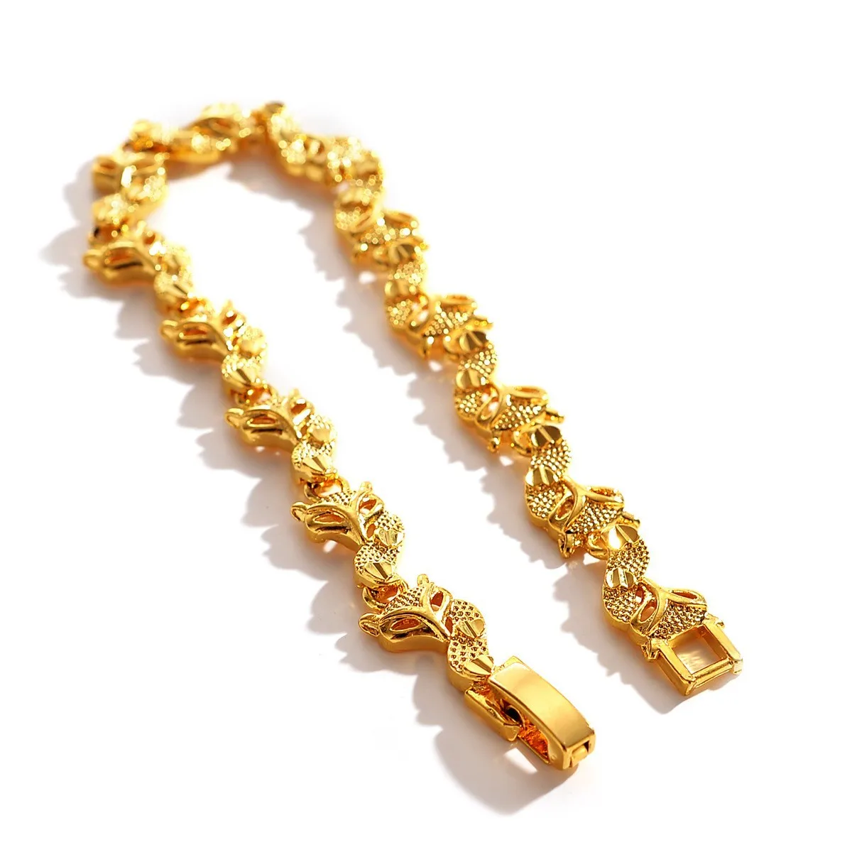 AU999 Gold Jewelry Bracelet for Women 24K Pure Gold Retro Fashion Fox Shape Necklace Wrist Chain for Girlfriend