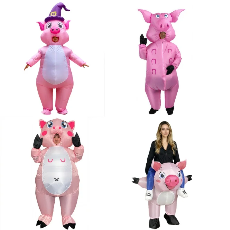 ピンクの豚の着ぐるみ、大人用の面白いコスプレ衣装、誕生日パーティーのメイクアップ、ダンスパーティー、面白いパペットパフォーマンスの小道具