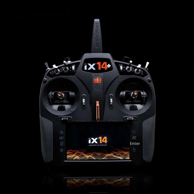 

Spektrum Ix14+ 20 Channel Rc Transmitter Hall Effect Joysticks Android Chinese Support For Fixed Wing Airplane Fpv Racing Drone