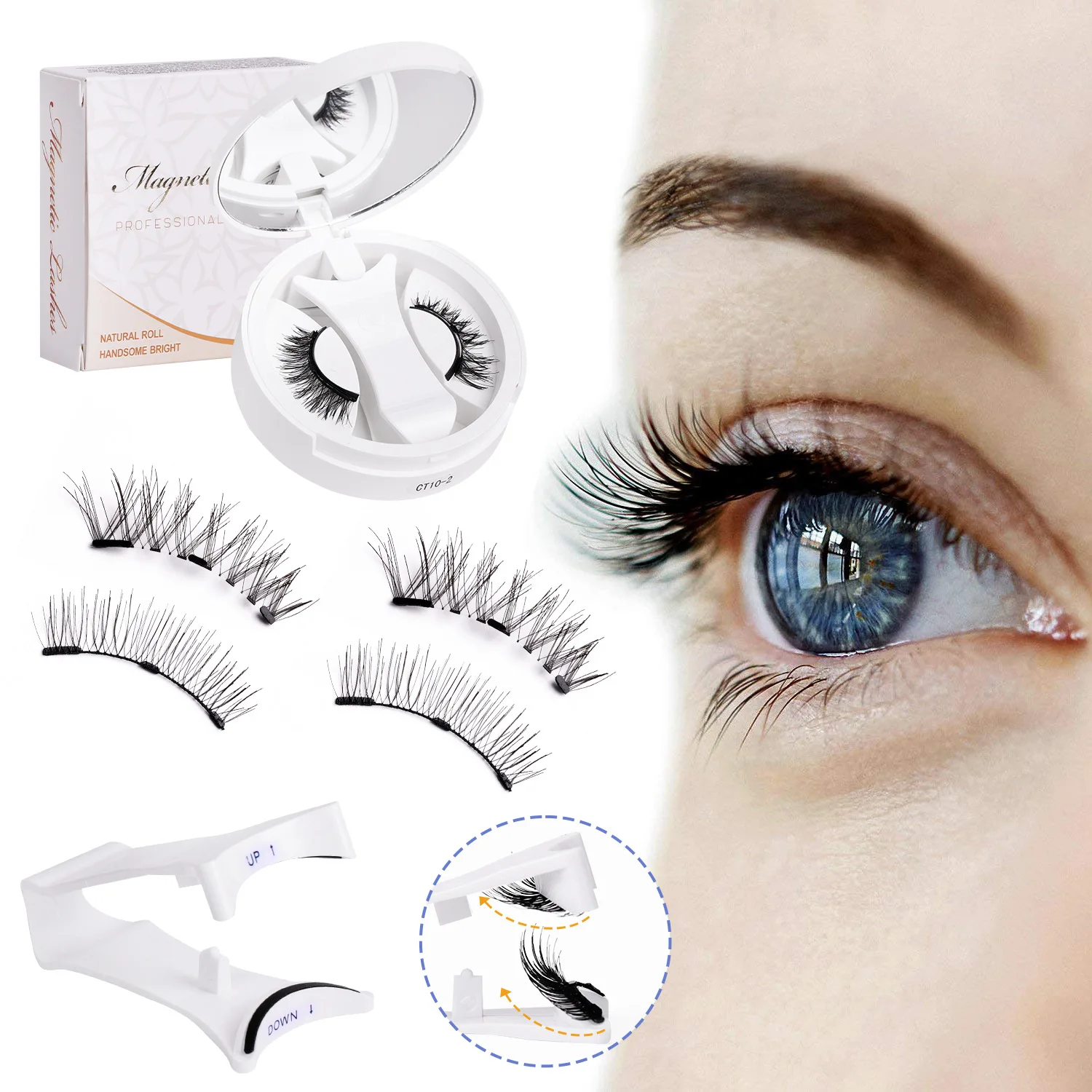 Magnetic Eyelashes Equipped with A Applicator Magnetic False Eyelashes Appearance and Soft Effect Comes with Magnetic Tweezers