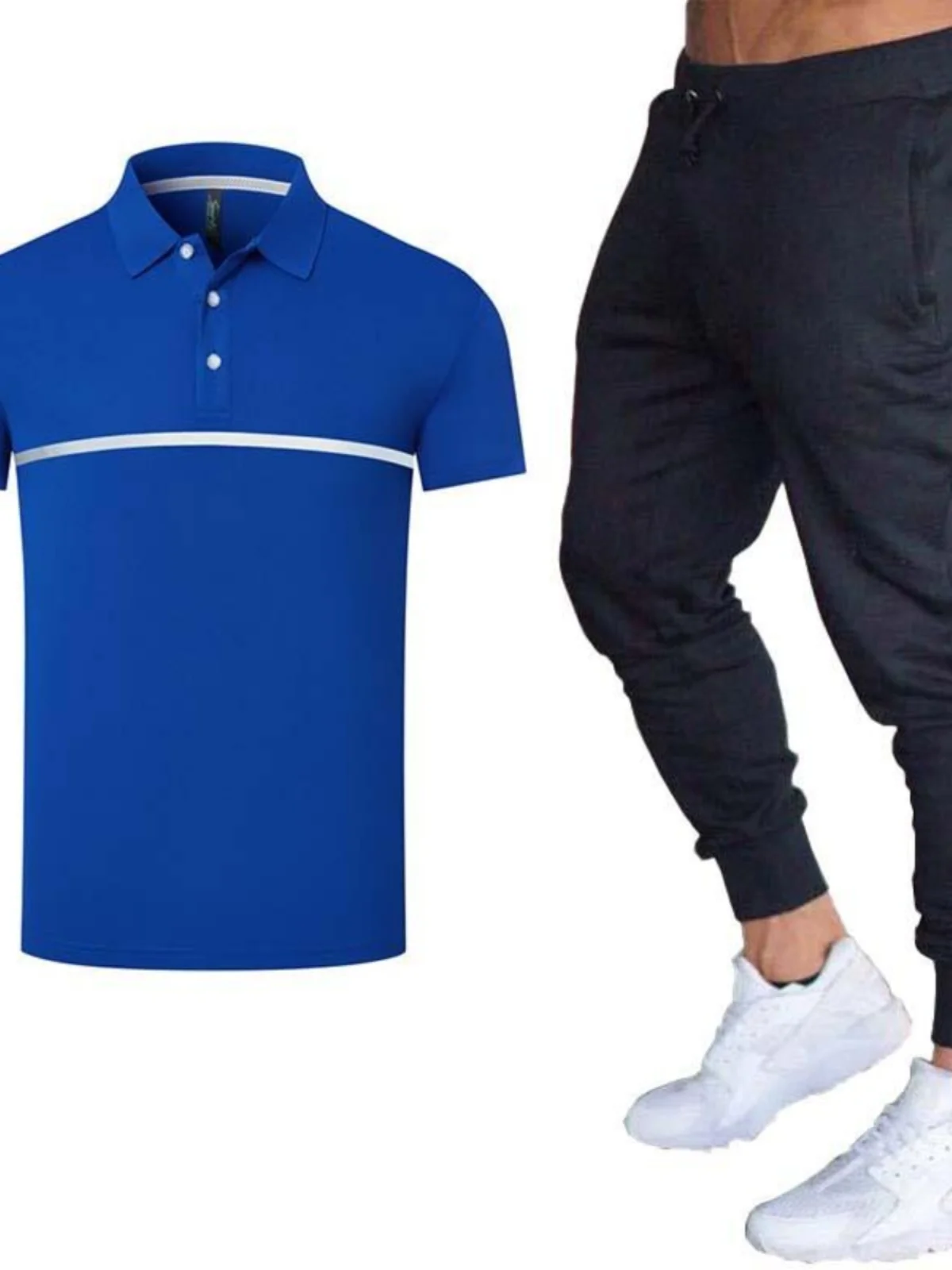 

Модный повседневный комплект с коротким рукавом для мужчин: новая летняя одежда, длинные брюки, молодежная одежда, удобная и дышащая.