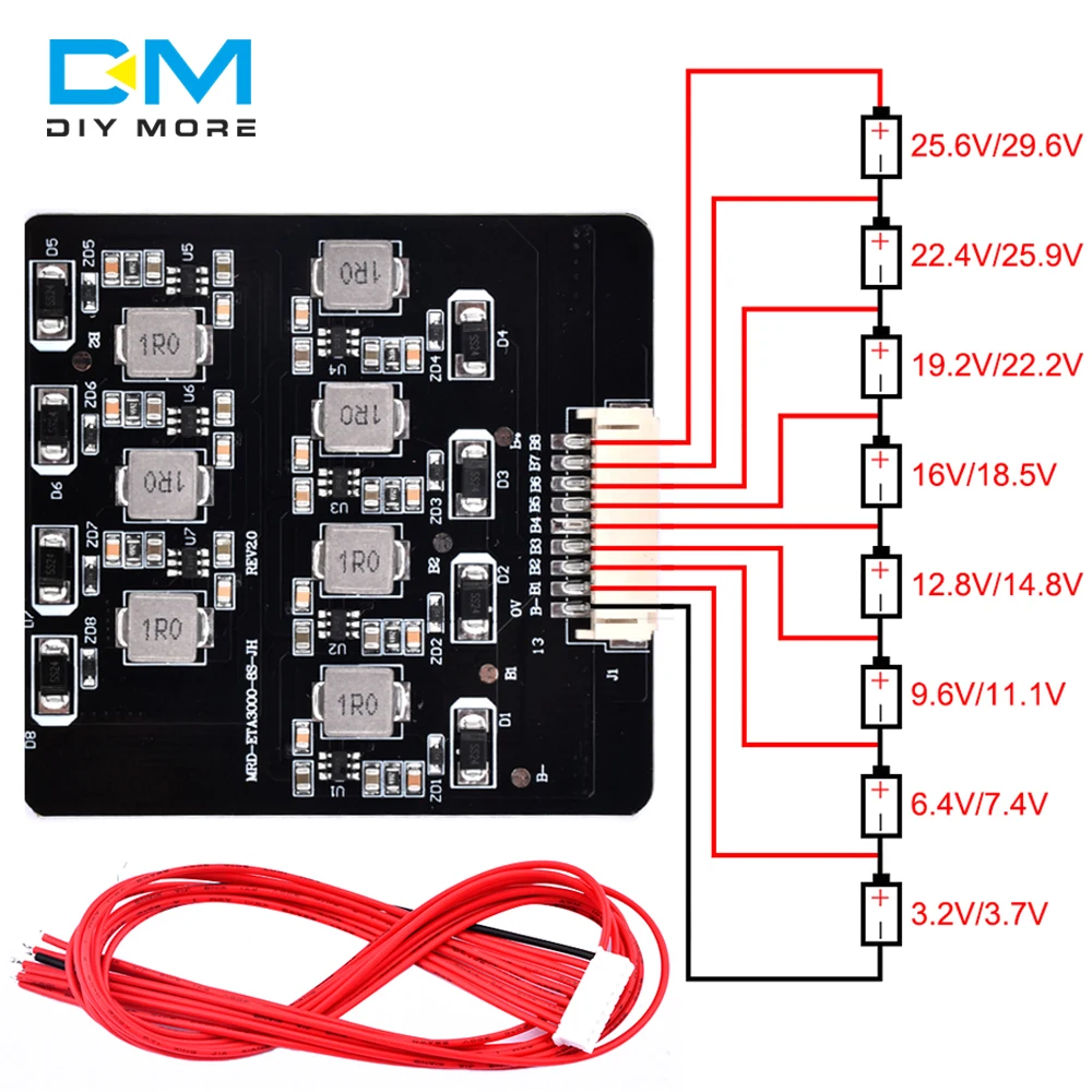 diymore BMS 2S-8S 1.2A Balance Board Lifepo4 LTO Lithium Battery Active Equalizer Balancer Energy Transfer Board BMS 4S 8S