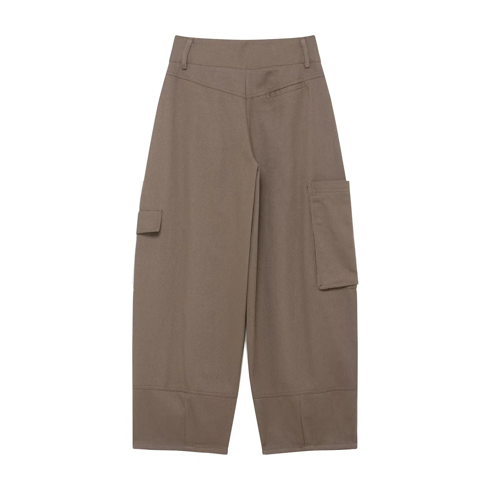 JNLEAOG الخريف جديد المرأة Faion بالون عمال Sle مستقيم الساق سراويل تقليدية الشارع Sle l الخصر زر إغلاق #5