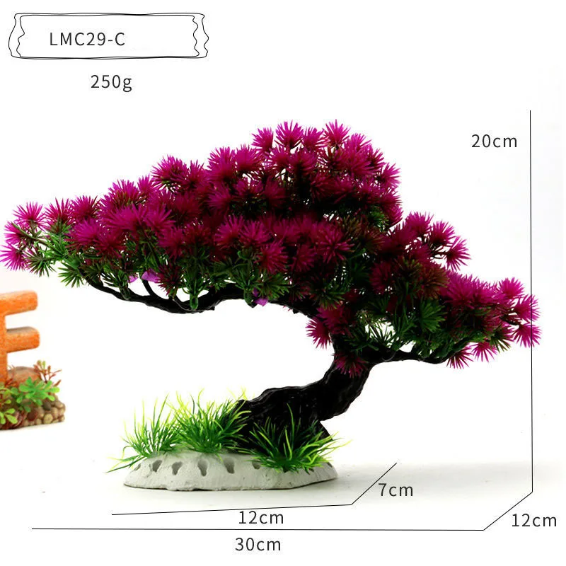 Aquarium Ornaments Simulation Plants Fish Tank Landscaping Home Decorations Plastic Water Plants Flowers Trees Rocks Accessories