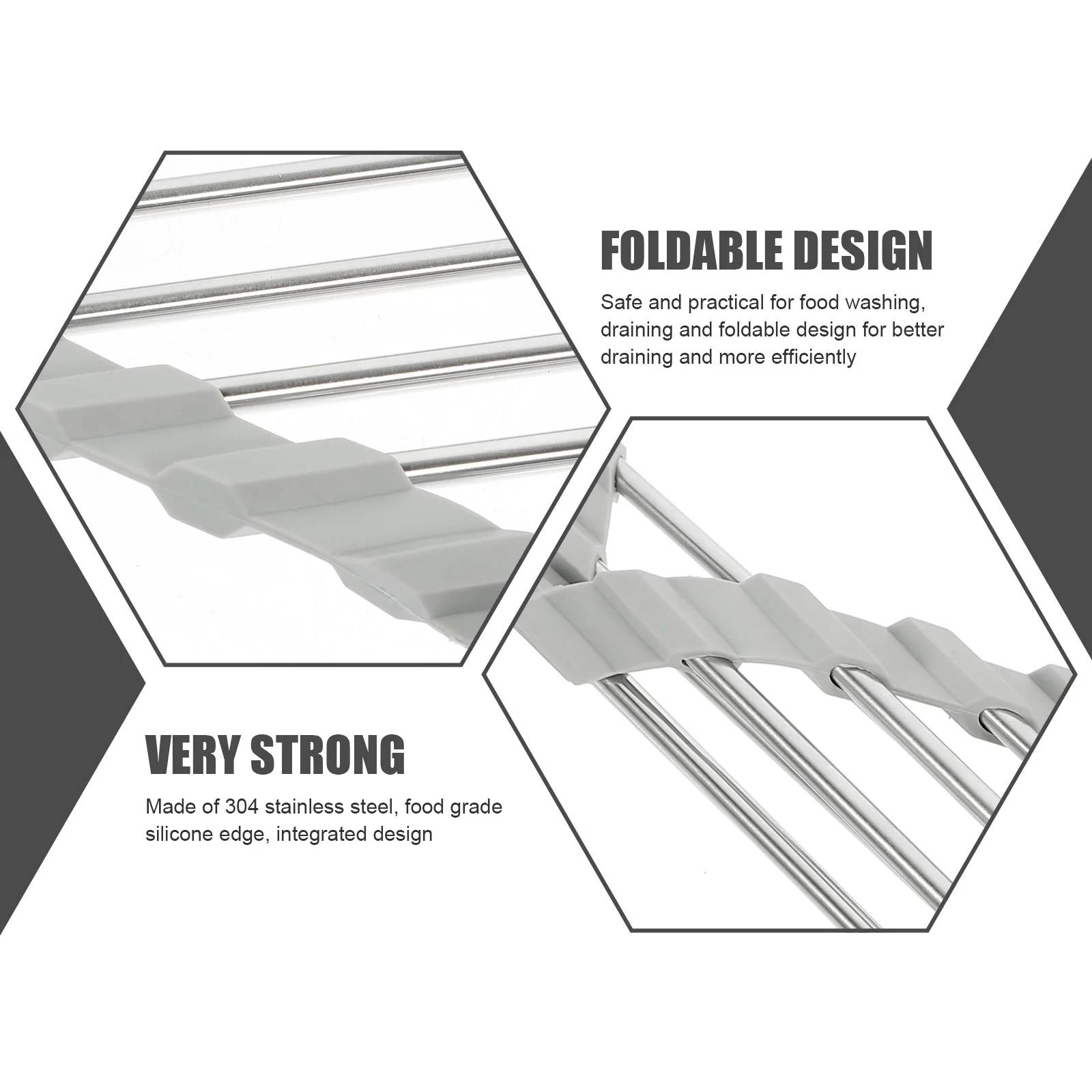 

Stainless Steel Sink Drain Rack Foldable Triangular Kitchen Storage Holder Rust Resistant Draining Basket Non Slip Kitchen Sink