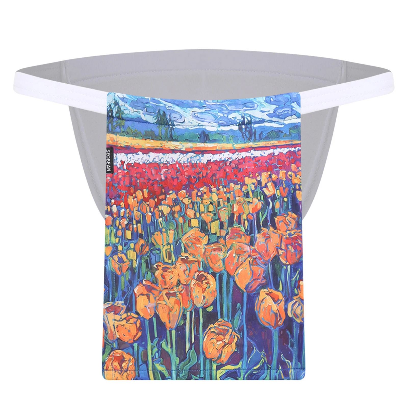 

Mens Sumo-Style Thongs Printed Low Rise Bulge Pouch Bikini Briefs Japanese Kabuki Fundoshi Wrestling Loincloth Langot Supporter