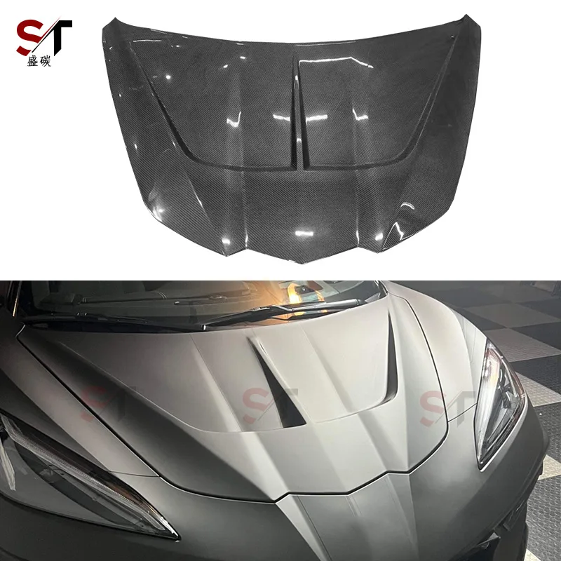 

Подходит для Chevrolet Corvette C8 ST, крышка из углеродного волокна, капот, модернизация автомобиля, передняя крышка, головной убор