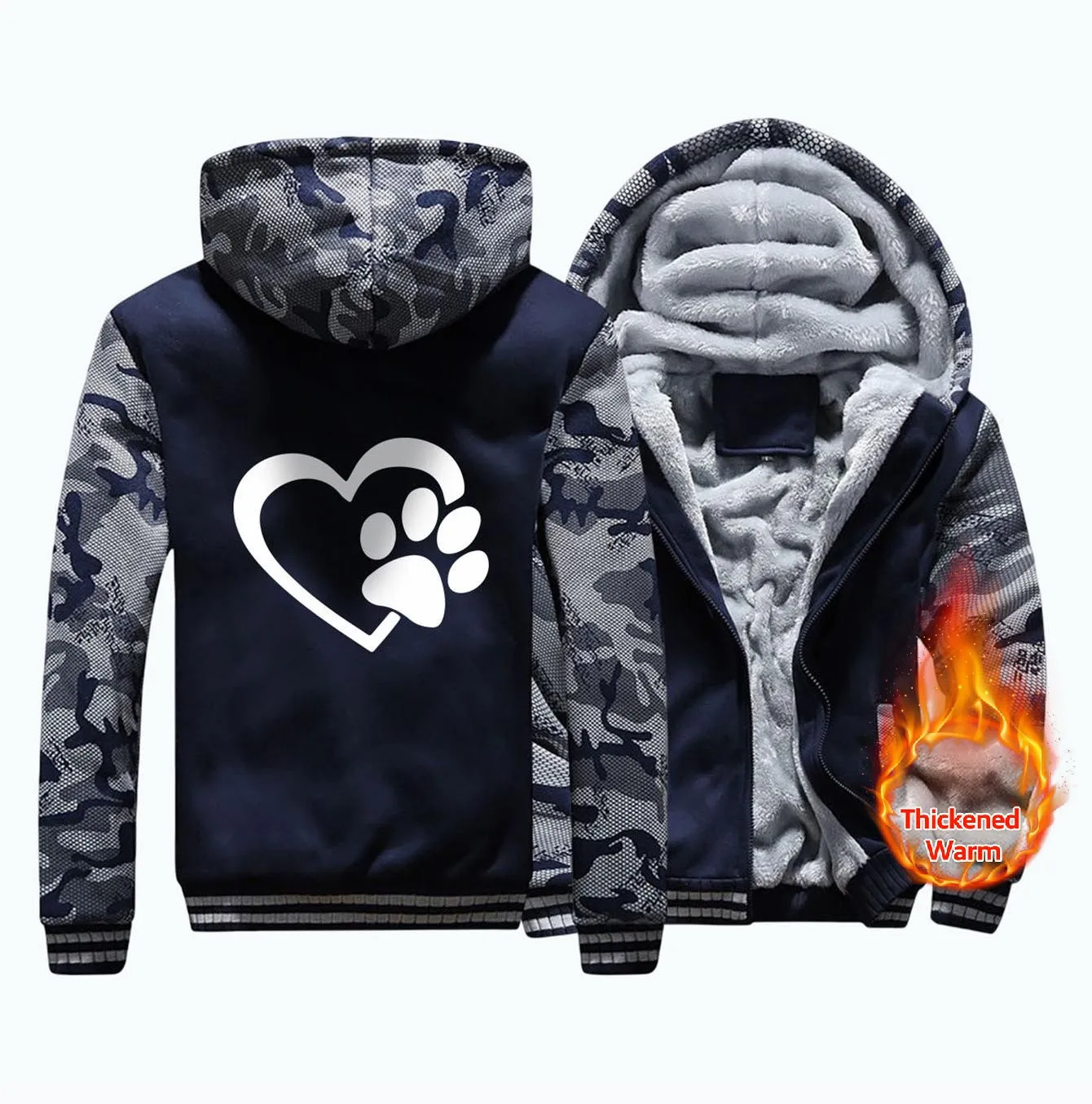 Love And Cat Claw Print Hoodie Man Keep Warm ﻿zipper M-XXXXXL Hoody Korean High Quality Sweatshirt Street Casual Top