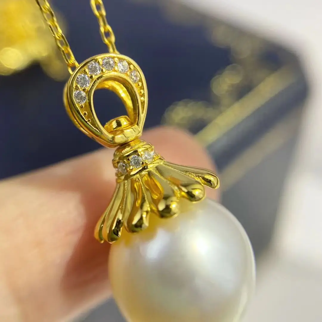 

Wholesale S925 Sterling Silver Pendant Mount Base Mountings Findings Parts Fittings Accessories for 11-12mm Pearls 5pcs/lot