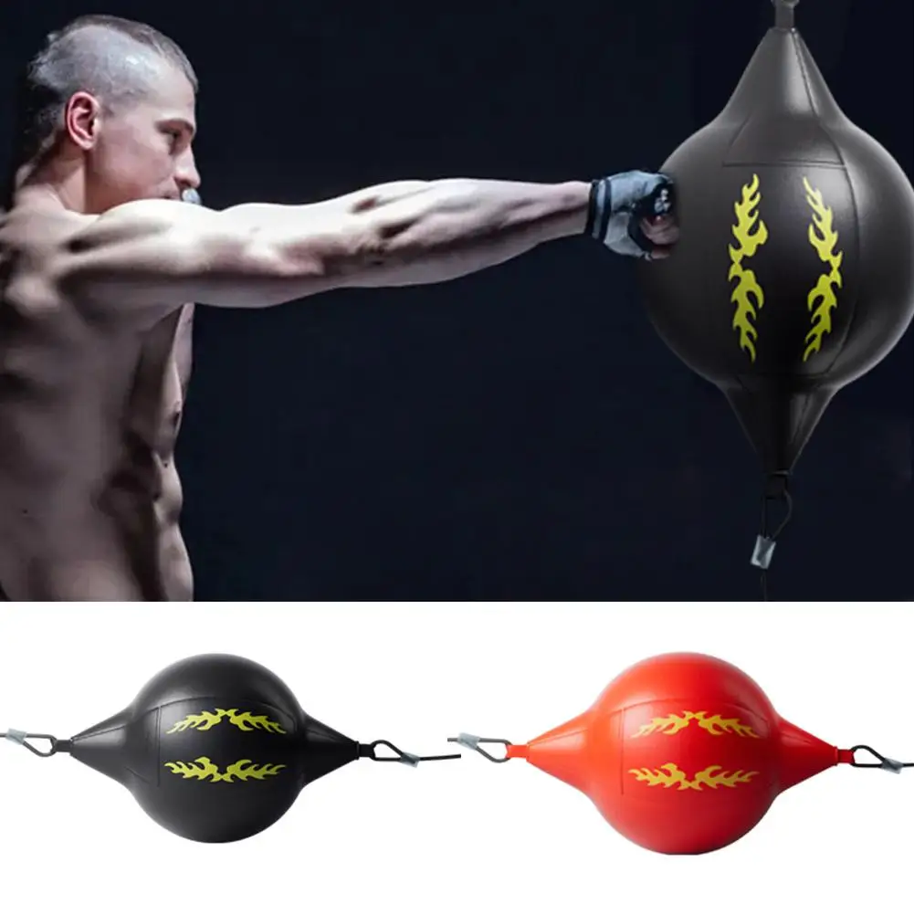 PU Drop-shaped Boxing Speed Ball 2 Sides Fixed Punching Bag For Thai Fitness Inflatable Boxing Response Training Ball F2I2