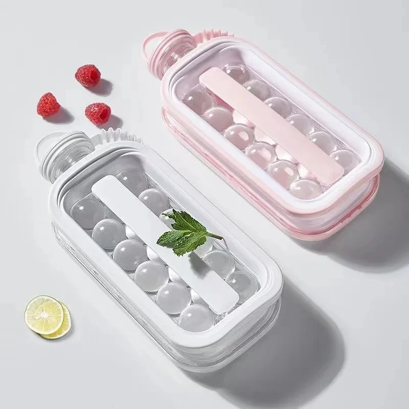 1pc Portable Ice Ball Maker Bottle Reusable 2 in 1 Round Ice Cube Molds for Whiskey Juice Cocktails Kitchen Bar Ice Cream Tools