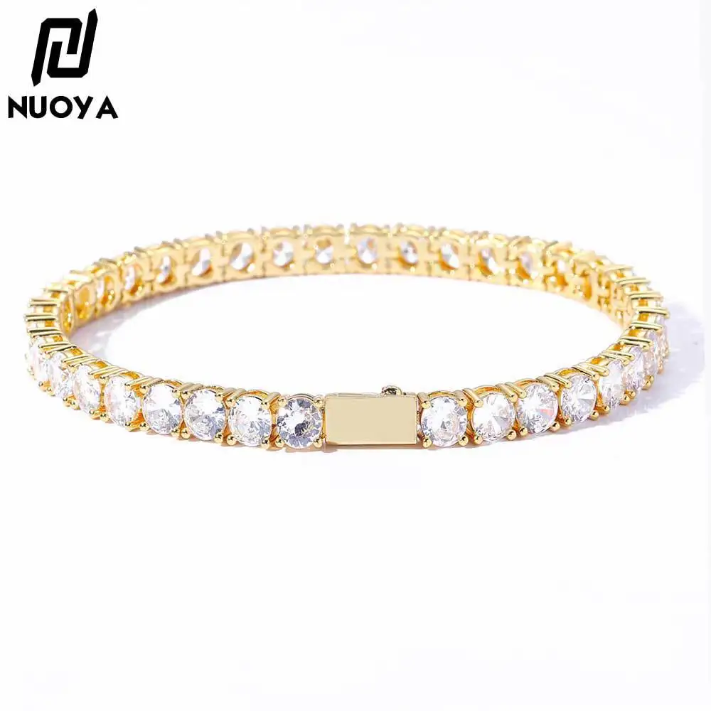 4-5mm Trend lovers,the unisex Full Diamond Tennis Chain Bracelet features PT950 Platinum base and glittering artificial diamonds
