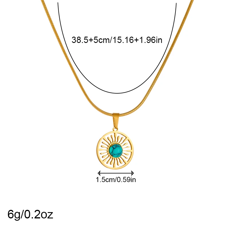 XIYANIKE 2pcs Necklace Ear Drop 316L Stainless Steel Gold Color Jewelry Set Leisure Fashion Hollowing Put Pendant Jewelry