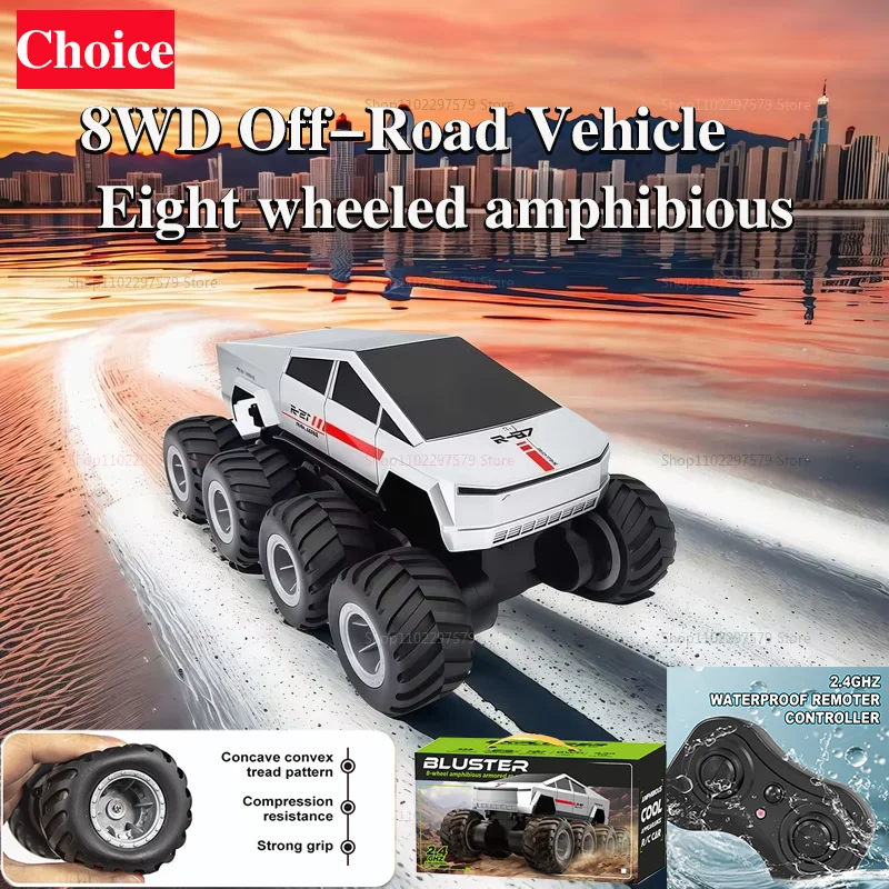 

2025 New 8Wheel Cyber RC Truck 8WD Amphibious Monster Off-Road Water Play Toy RC Car Kids Birthday Gifts Remote Control Vehicle