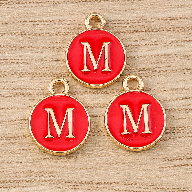 10 Stück 11x14mm Niedliche Emaille-Buchstabenanhänger A-Z für Schmuckherstellung, Ohrringe, Anhänger, Halsketten, DIY-Bastelbedarf – Detail 15