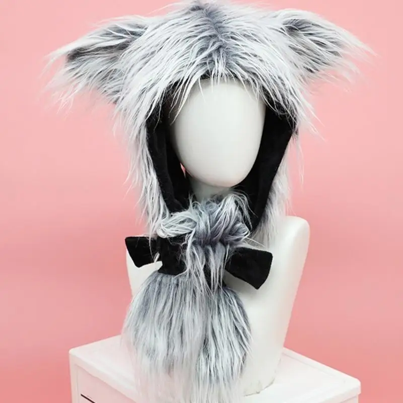 Topi Serigala Wanita 195E untuk Topi Penutup Kepala Olahraga Luar Ruangan dengan untuk Halloween