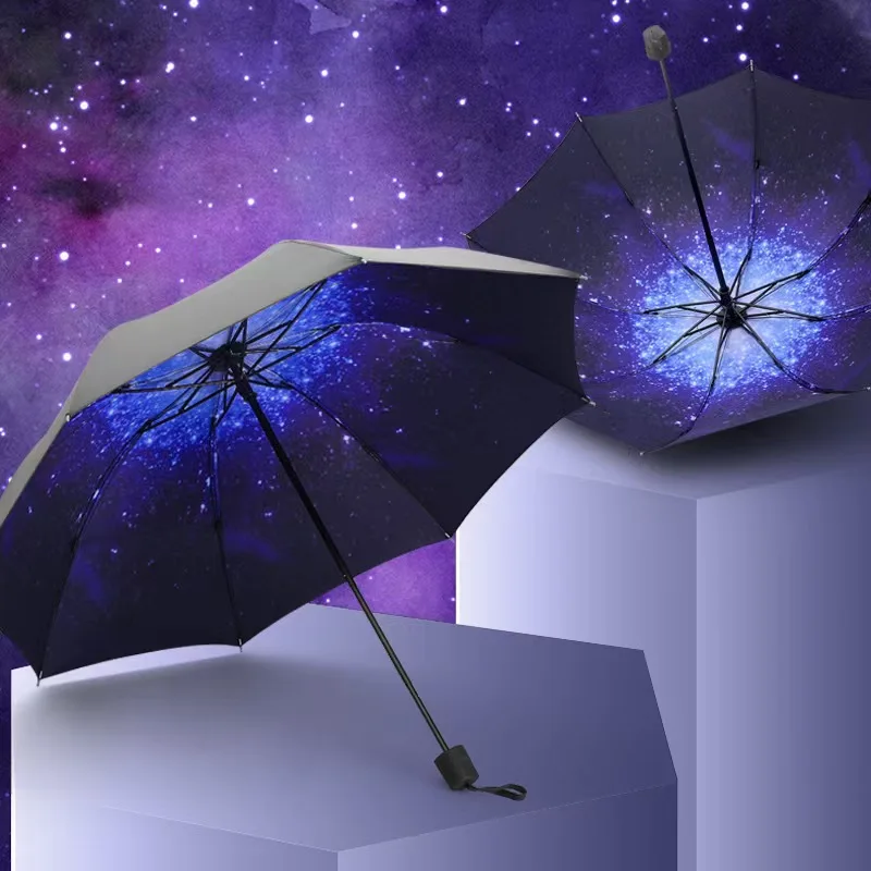 Dream Starry Sky Arts Mädchen-Sonnenschirm, Damen-Sonnenschirm, Outdoor-Reise-Sonnenschirm, winddichter UV-Regenschirm für Damen und Herren