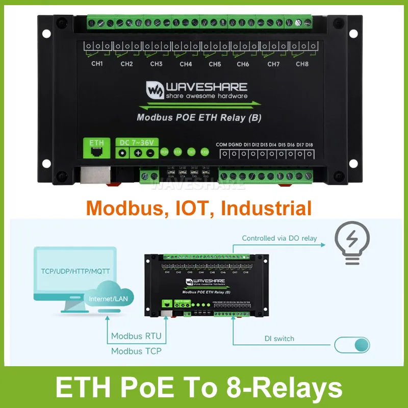 modulo-de-reles-ethernet-waveshare-de-8-canales-b-con-entrada-digital-protocolo-modbus-rtu-modbus-tcp-comunicacion-por-puerto-poe-aislamiento