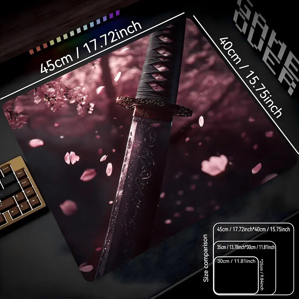 

Sakura Samurai Sword Mouse Pad Square Gaming Accessories Keyboard Pads Computer Office Game Mousepads Rubber Anti-slip Table Mat