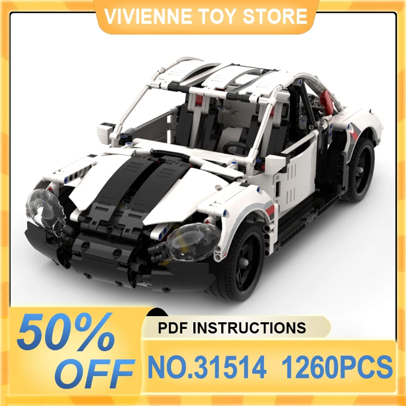 

MOC-31514 технический Супер спортивный автомобиль 1260 шт., строительные блоки, 3D-головоломка в сборе, игрушки «сделай сам», Рождественский подарок на день рождения для детей