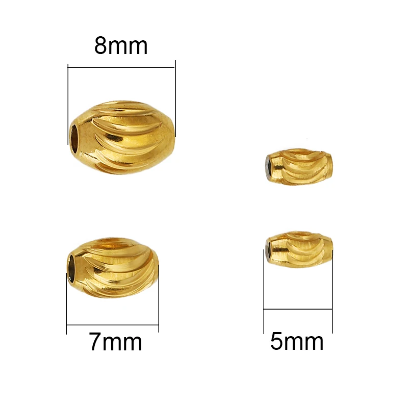 10 قطعة 5 7 8 مللي متر البيضاوي ثقب كبير خرز من الفولاذ المقاوم للصدأ لا تتلاشى أبدًا PVD خزر عازل قلادة سوار لصنع المجوهرات النتائج