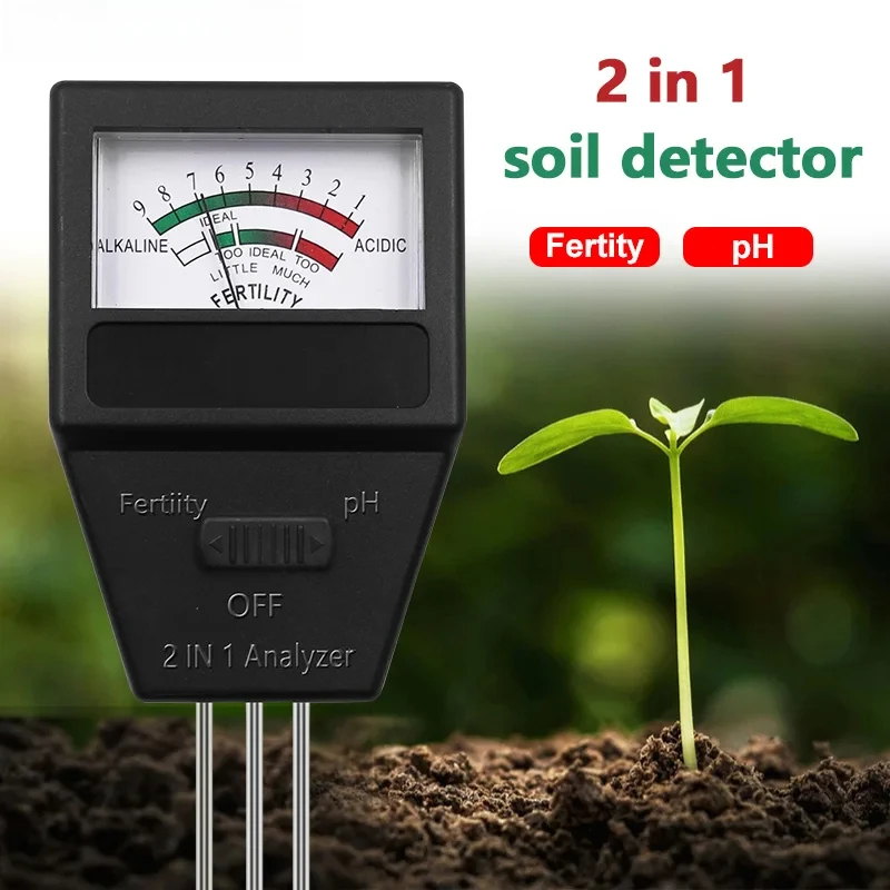 1 PC Soil Moisture Sensor Meter Plant Fertile pH Tester Monitor Fertility Acidity Alkali Test Soil Analyzer Gardening Detector
