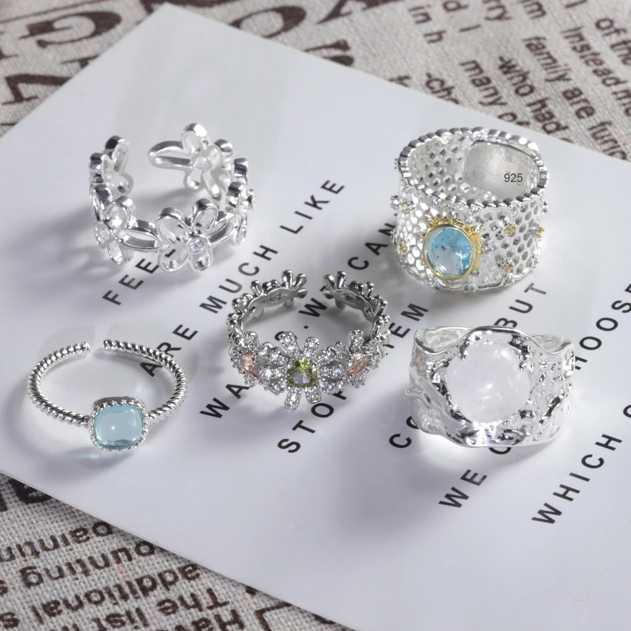 Offener Kreuzring aus 925er Sterlingsilber mit Wassertropfen-Design für Damen, einzigartiges Trend-Design, Schmuckgeschenk, Dropshipping, Großhandel