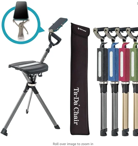 Portable Trekking Hiking Pole, Folding Walking Stick with Seat, Walking Cane with Chair, Foldable Chair, Lightweight Aluminum